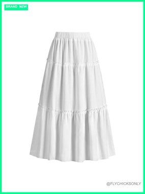Womens Maxi Skirt High Waist Flowy A-Line Tiered Boho Long Beach Vacation